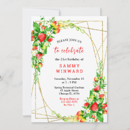 Invitación Strawberries and Daisies Birthday