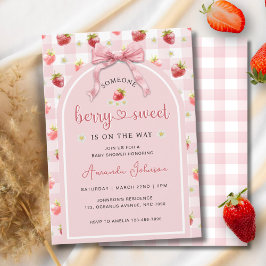 Invitación Strawberries Ribbon Berry Sweet Baby Shower