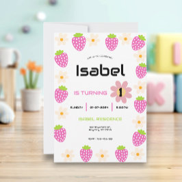 Invitación Strawberry 1st Birthday Invite First Berry Sweet