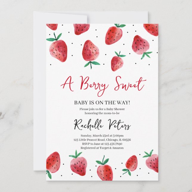 Invitación Strawberry Baby Shower (Anverso)