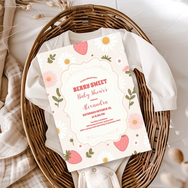 Invitación Strawberry Baby Shower | Berry Sweet (Subido por el creador)
