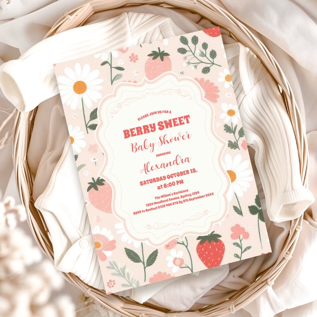 Invitación Strawberry Baby Shower | Berry Sweet (Subido por el creador)