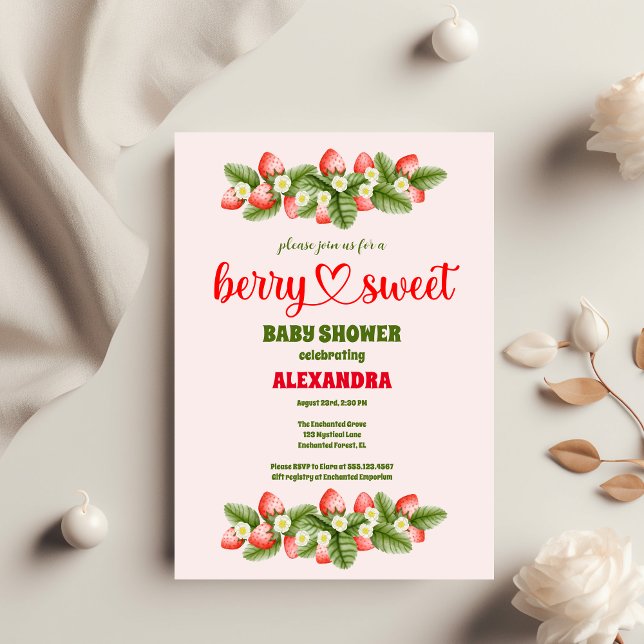 Invitación Strawberry Baby Shower | Berry Sweet (Subido por el creador)