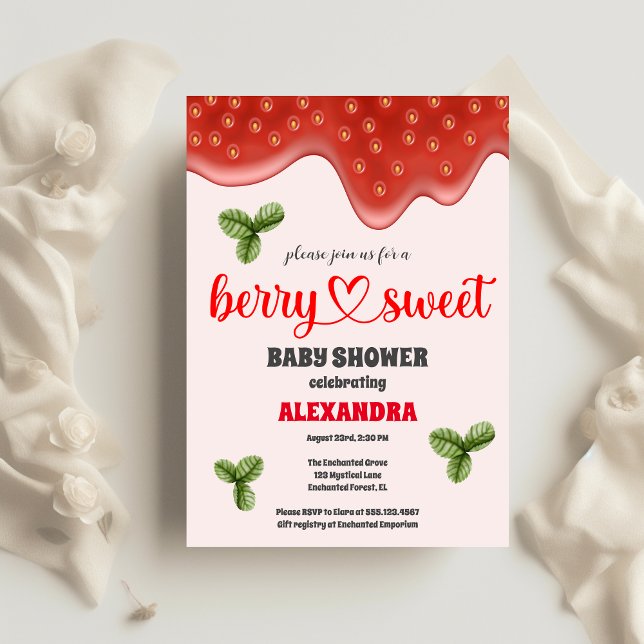Invitación Strawberry Baby Shower | Berry Sweet (Subido por el creador)