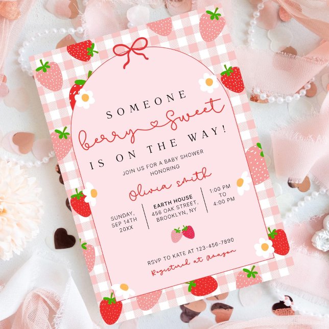 Invitación Strawberry Baby Shower Invitation Template, Editab (Subido por el creador)