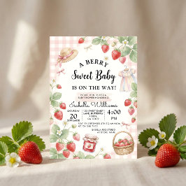 Invitación Strawberry baby shower Invite First Berry Sweet