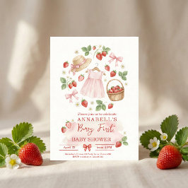 Invitación Strawberry baby shower Invite First Berry Sweet