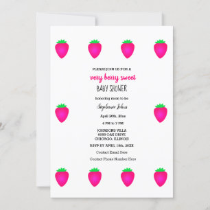 Invitación Strawberry Baby Shower Rosa Muy Berry Baby Girl