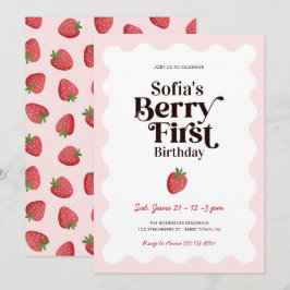 Invitación Strawberry Berry First Birthday