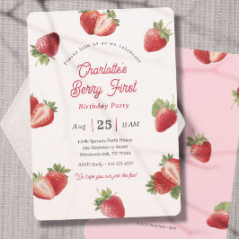 Invitación Strawberry Berry First Girl 1st Birthday