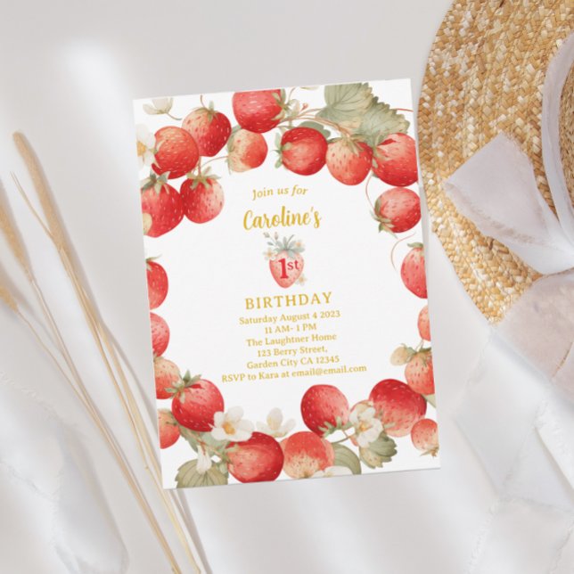 Invitación Strawberry Berry First Girls Birthday (Subido por el creador)