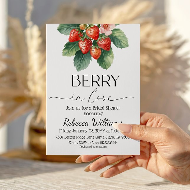 Invitación Strawberry Berry In Love Summer Bridal Shower (Subido por el creador)