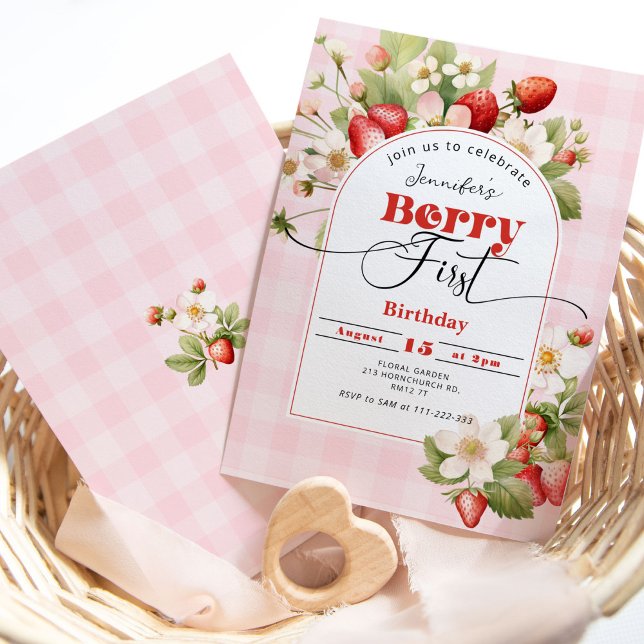 Invitación Strawberry Berry Primer fiesta de cumpleaños (Subido por el creador)