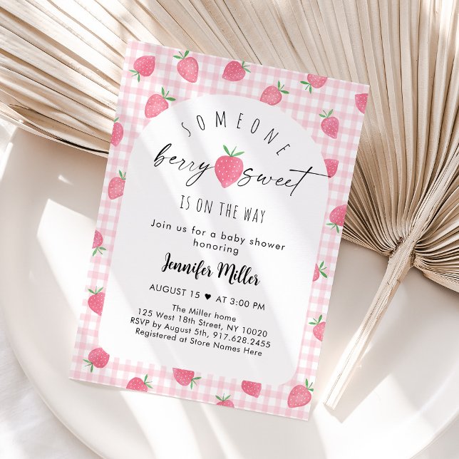 Invitación Strawberry Berry Sweet Boho Baby Shower (Subido por el creador)