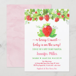 Invitación Strawberry Berry Sweet Floral Baby Shower
