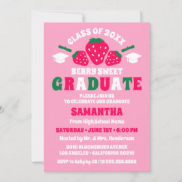 Invitación Strawberry Berry Sweet Photo Graduation Party