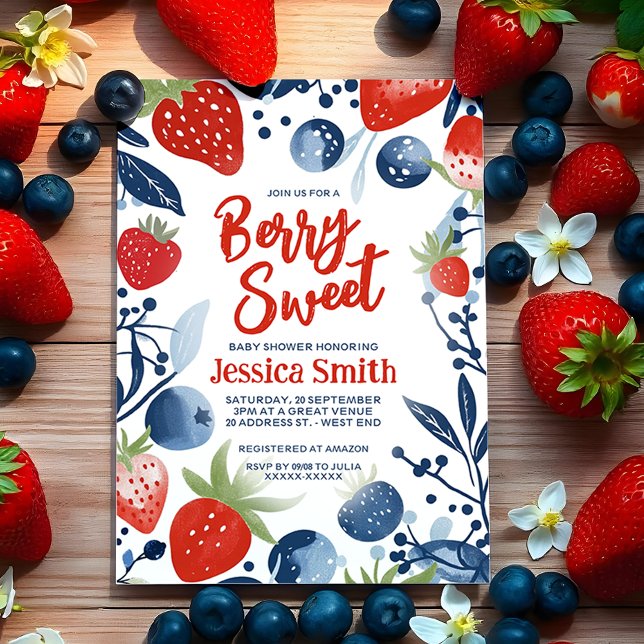 Invitación Strawberry Blueberries Berry Sweet Baby Shower (Subido por el creador)