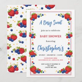 Invitación Strawberry Blueberry Berry Sweet Baby Shower