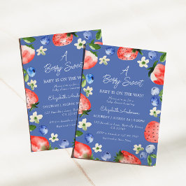 Invitación Strawberry Blueberry Berry Sweet Boy Baby Shower