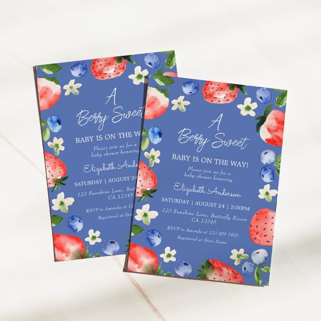 Invitación Strawberry Blueberry Berry Sweet Boy Baby Shower (Subido por el creador)