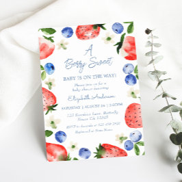 Invitación Strawberry Blueberry Berry Sweet Boy Baby Shower