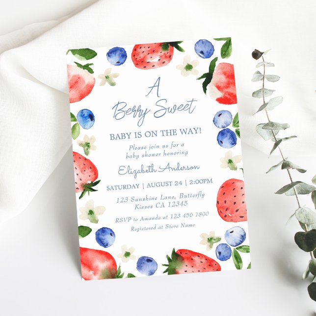Invitación Strawberry Blueberry Berry Sweet Boy Baby Shower (Subido por el creador)