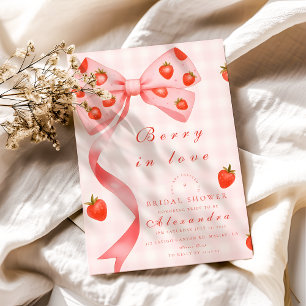 Invitación Strawberry Bow Bridal Shower