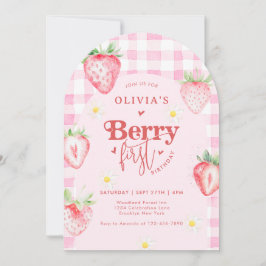 Invitación Strawberry Daisy Berry Primera foto Arco Cumpleaño