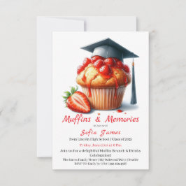 Invitación Strawberry Graduation Cupcake Brunch Celebration