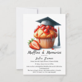 Invitación Strawberry Graduation Cupcake Brunch Celebration