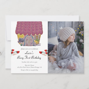 Invitación Strawberry House Berry Primer Chica Primer Cumplea