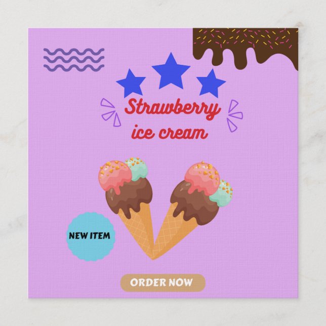 Invitación Strawberry ice cream 🍓  (Anverso)