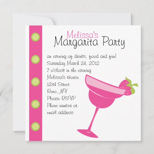 Invitación Strawberry Margarita Fiesta (Anverso)