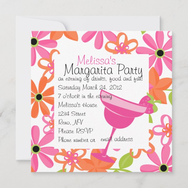 Invitación Strawberry Margarita Fiesta (Anverso)