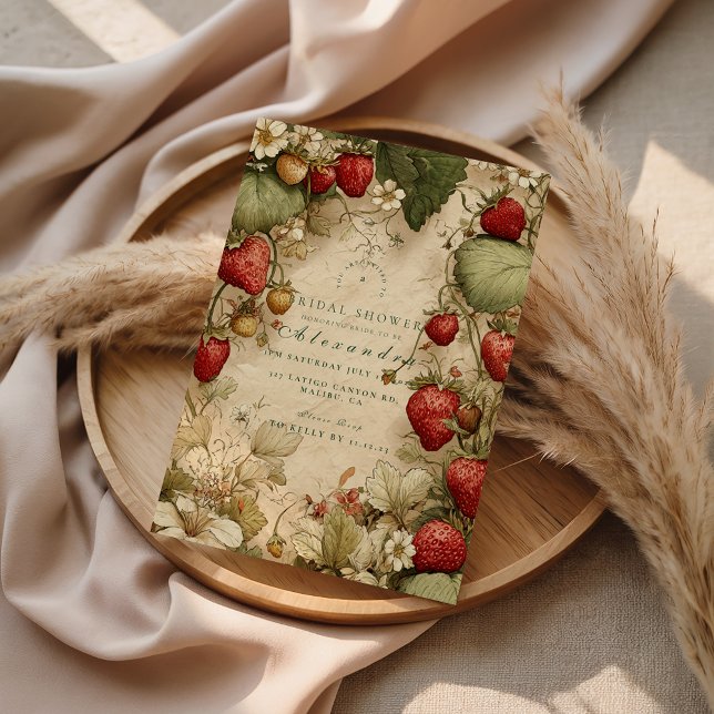 Invitación Strawberry Meadow Vintage Bridal Shower (Subido por el creador)