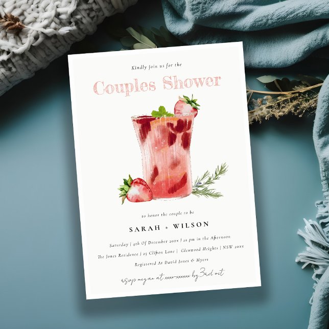 Invitación Strawberry Pink Margarita Cocktail Parejas Ducha (Subido por el creador)