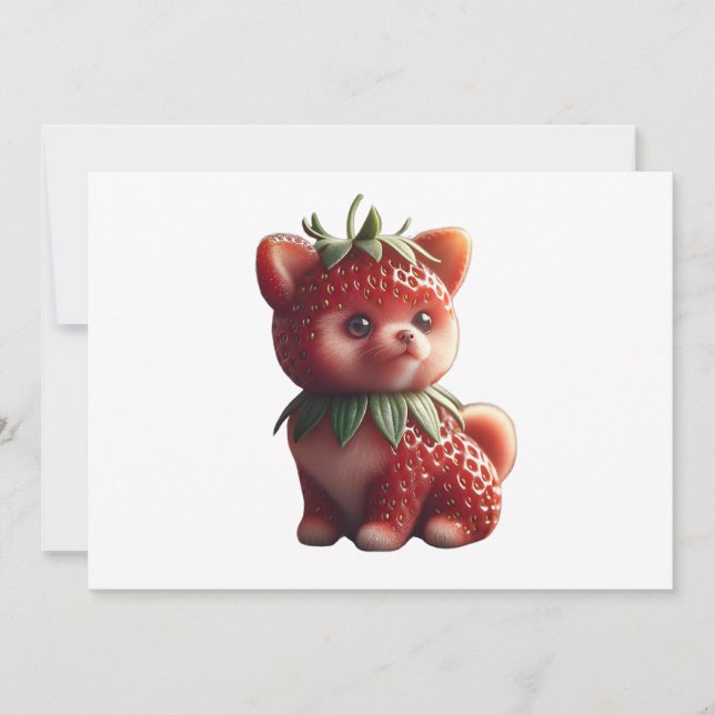 Invitación Strawberry Pomeranian (Anverso)