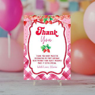 Invitación Strawberry Shortcake 1st Birthday Thank You Card