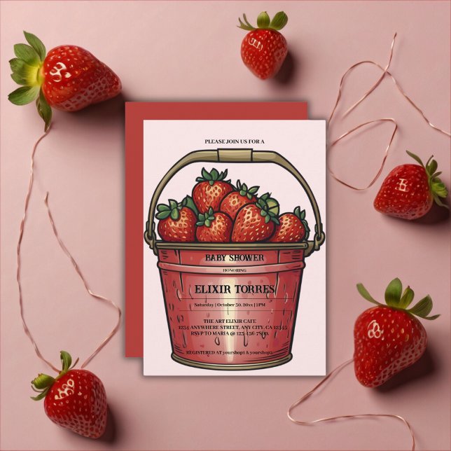 Invitación Strawberry Sweet Bucket Baby Shower (Subido por el creador)