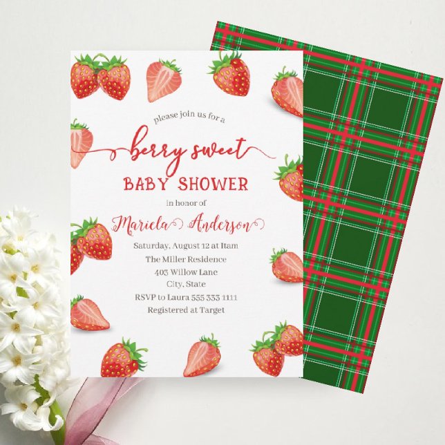 Invitación Strawberry Sweet Watercolor Baby Shower (Subido por el creador)