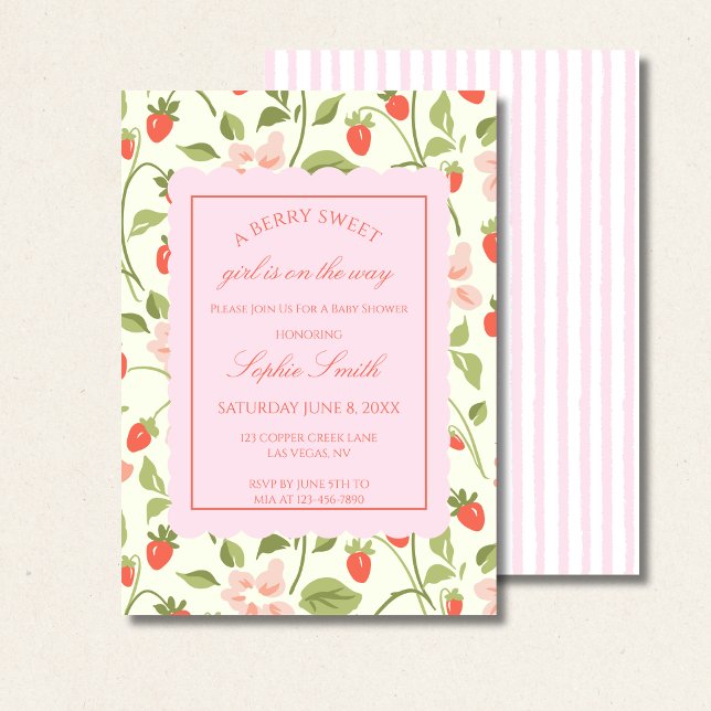 Invitación Strawberry Theme Baby Shower (Subido por el creador)