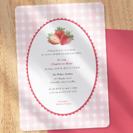 Invitación Strawberry themed-Spring Baby Girl Shower