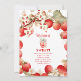 Invitación Strawberry Two Sweet Girls Berry Second Birthday