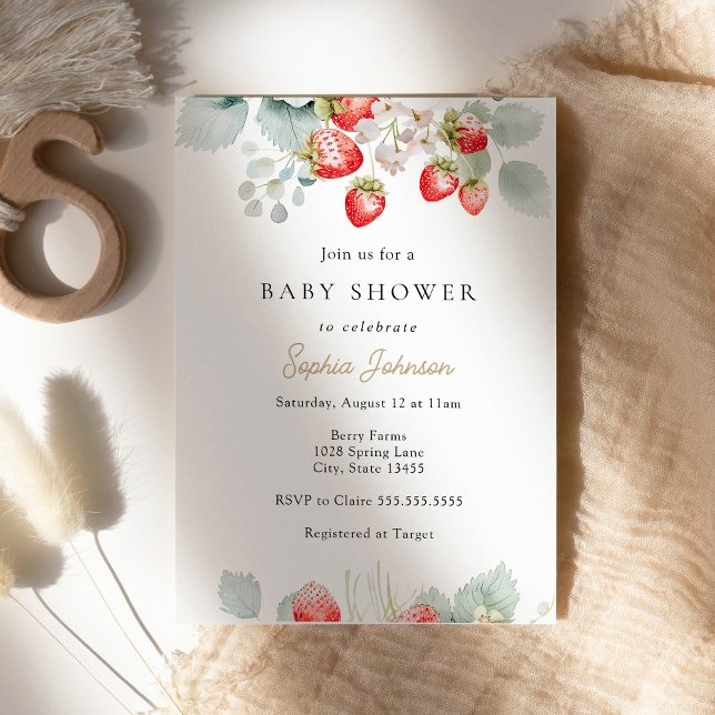 Invitación Strawberry Vines Berry Sweet Baby Shower (Subido por el creador)