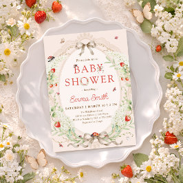 Invitación Strawberry Whimsical Ladybug Baby Shower