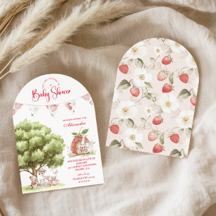 Invitación Strawberry Woodland Baby Shower