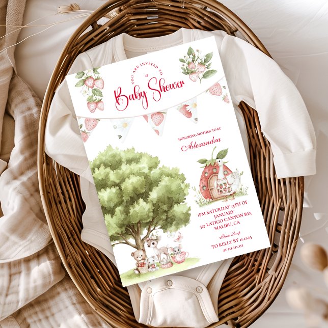 Invitación Strawberry Woodland Baby Shower (Subido por el creador)