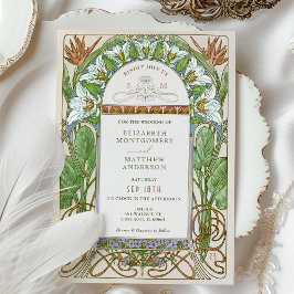 Invitación Strelitzia Boda colorido Art Nouveau Mucha
