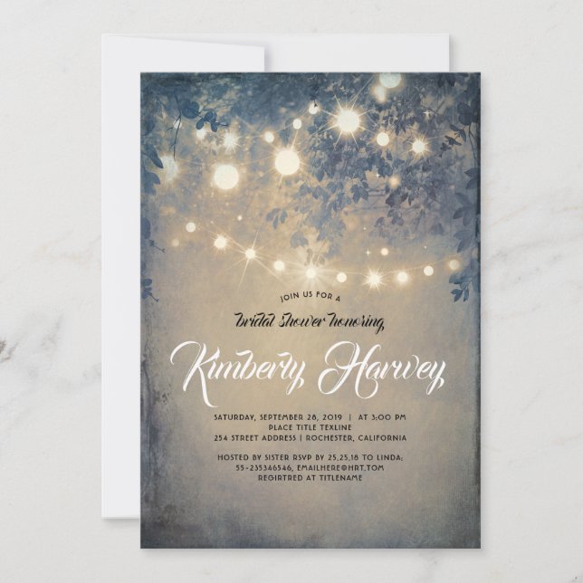 Invitación String ilumina el país rústico Dreamy Bridal Showe (Anverso)