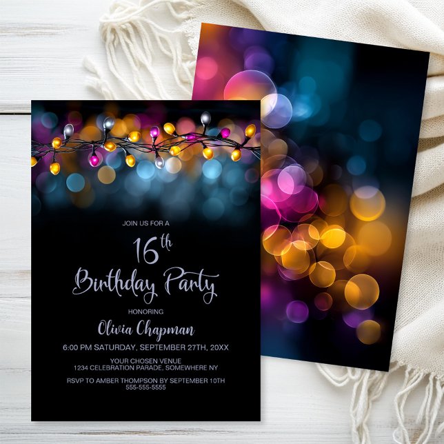 Invitación String Lights 16th Birthday Party (Subido por el creador)